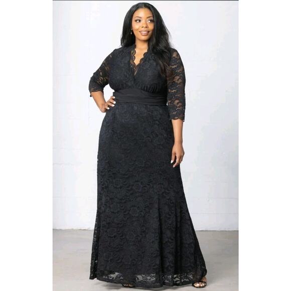 Kiyonna Screen Siren Lace Evening Gown Womens Sz 2X Black Formal Gala Wedding - Picture 8 of 9